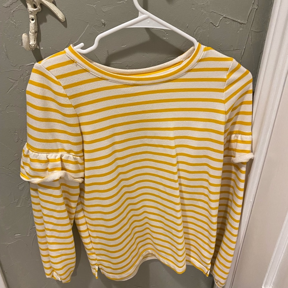 yellow old navy striped ruffle shirt